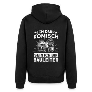 Ich Bin Bauleiter Bauherr Bauleiter - Unisex Premium Bio Zip Hoodie - Schwarz - Hinten - Nico (187cm)