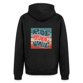 Ride the Wave | Surfer Windsurfing Kitesurfing - Unisex Premium Organic Zip Hoodie - black - Back - Nico (187cm)
