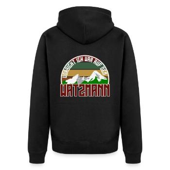 Watzmann Bergsteiger Bergsteigen Wandern - Unisex Premium Bio Zip Hoodie - Schwarz - Hinten - Nico (187cm)