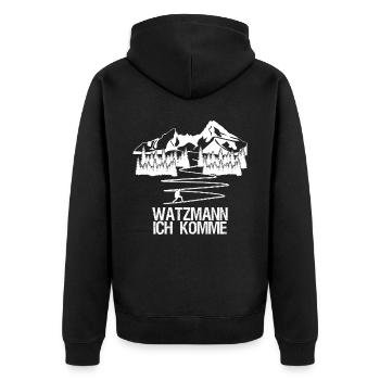 Watzmann Bergsteigen Wandern - Unisex Premium Bio Zip Hoodie - Schwarz - Hinten - Nico (187cm)
