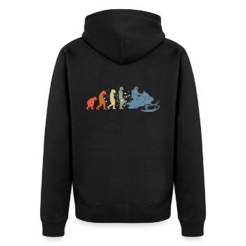 Schneemobil-Fahrer Motorschlitten Evolution - Unisex Premium Bio Zip Hoodie - Schwarz - Hinten - Nico (187cm)
