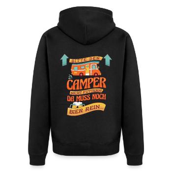 Wohnmobil-Camper Reisemobil Zubehör Camping und - Unisex Premium Bio Zip Hoodie - Schwarz - Hinten - Nico (187cm)