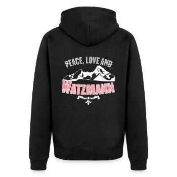 Watzmann - Unisex Premium Bio Zip Hoodie - Schwarz - Hinten - Nico (187cm)