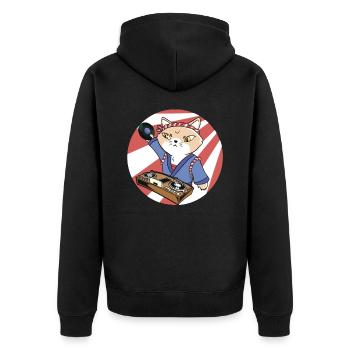 Musik-Disk-Jockey DJ Vinyl-Plattenspieler Japan - Unisex Premium Bio Zip Hoodie - Schwarz - Hinten - Nico (187cm)