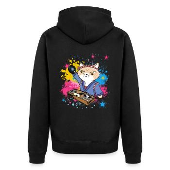 Musik-Disk-Jockey DJ Vinyl-Plattenspieler Japan - Unisex Premium Bio Zip Hoodie - Schwarz - Hinten - Nico (187cm)