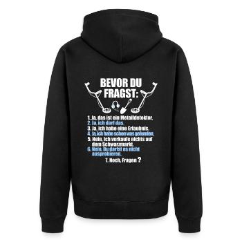 Sondengänger Zubehör Sondler sondeln - Unisex Premium Bio Zip Hoodie - Schwarz - Hinten - Nico (187cm)