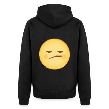 Retro Pixel Sad Emoji - Unisex Premium Organic Zip Hoodie - black - Back - Nico (187cm)