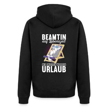 Beamter Beamtin Verbeamtung - Unisex Premium Bio Zip Hoodie - Schwarz - Hinten - Nico (187cm)