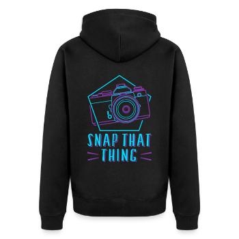 Photography Camera Lens Retro Snap - Unisex Premium Bio Zip Hoodie - Schwarz - Hinten - Nico (187cm)