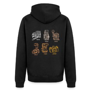 Photography Camera Lens Retro - Unisex Premium Bio Zip Hoodie - Schwarz - Hinten - Nico (187cm)