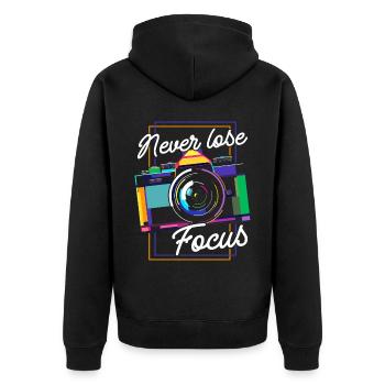 Photography Camera Lens Retro - Unisex Premium Bio Zip Hoodie - Schwarz - Hinten - Nico (187cm)