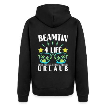 Beamter Beamtin Verbeamtung - Unisex Premium Bio Zip Hoodie - Schwarz - Hinten - Nico (187cm)