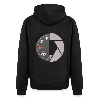 Photography Camera Lens Focus Lens - Unisex Premium Bio Zip Hoodie - Schwarz - Hinten - Nico (187cm)