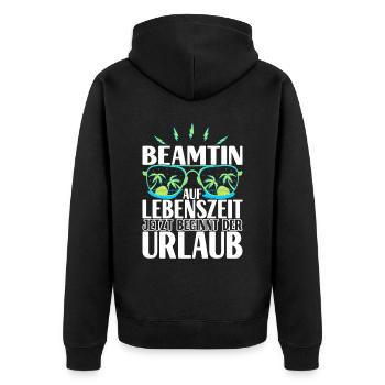 Beamter Beamtin Verbeamtung - Unisex Premium Bio Zip Hoodie - Schwarz - Hinten - Nico (187cm)