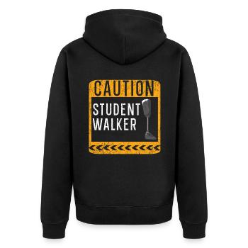 Vorsicht Student Walker Disabled Amputierter Amputierter - Unisex Premium Bio Zip Hoodie - Schwarz - Hinten - Nico (187cm)