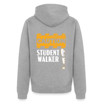Attention Étudiant Walker Amputé Amputé - Veste à capuche bio Premium Unisexe - gris chiné - Dos - Nico (187cm)