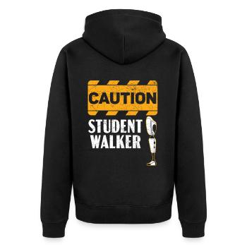 Vorsicht Student Walker Disabled Amputierter Amputierter - Unisex Premium Bio Zip Hoodie - Schwarz - Hinten - Nico (187cm)