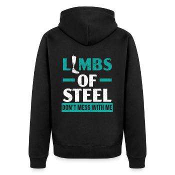Amputationsrollstuhl Behinderter Amputierter Amputierter - Unisex Premium Bio Zip Hoodie - Schwarz - Hinten - Nico (187cm)
