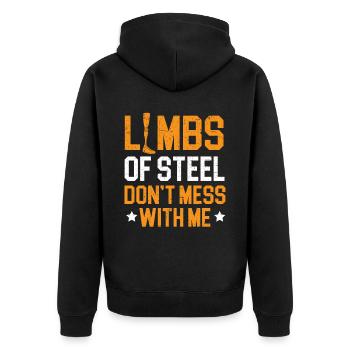 Amputationsrollstuhl Behinderter Amputierter Amputierter - Unisex Premium Bio Zip Hoodie - Schwarz - Hinten - Nico (187cm)