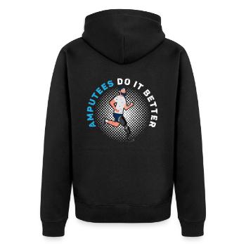 Amputierte machen es besser Behinderter Amputierter Amputierter - Unisex Premium Bio Zip Hoodie - Schwarz - Hinten - Nico (187cm)