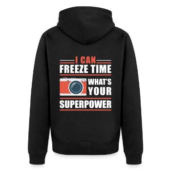 Photography Camera Lens I Can - Unisex Premium Bio Zip Hoodie - Schwarz - Hinten - Nico (187cm)