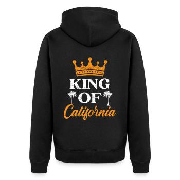 König von Kalifornien Amerika Kalifornien Kalifornien USA - Unisex Premium Bio Zip Hoodie - Schwarz - Hinten - Nico (187cm)