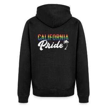 California Pride LGBTQ Amerika Kalifornien USA - Unisex Premium Bio Zip Hoodie - Schwarz - Hinten - Nico (187cm)