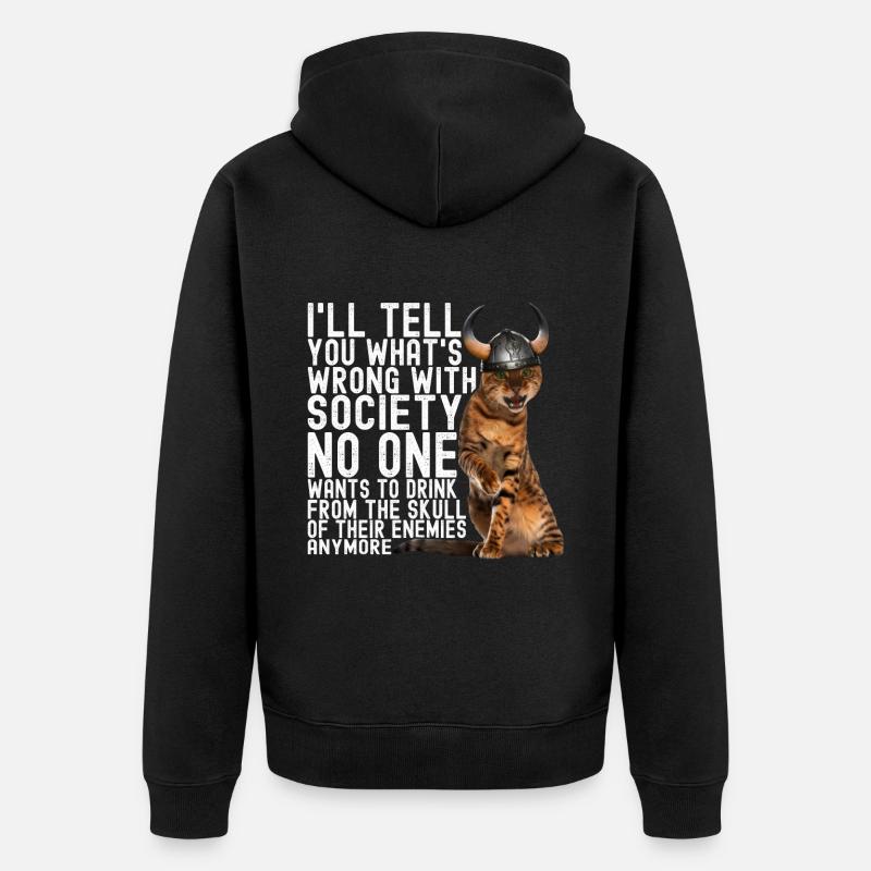 Chat viking - Veste à capuche bio Premium Unisexe - noir