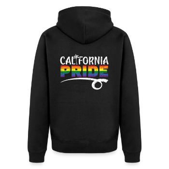 California Pride LGBTQ Amerika Kalifornien USA - Unisex Premium Bio Zip Hoodie - Schwarz - Hinten - Nico (187cm)