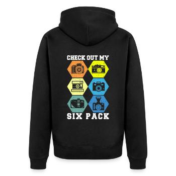 Photography Camera Lens Retro - Unisex Premium Bio Zip Hoodie - Schwarz - Hinten - Nico (187cm)