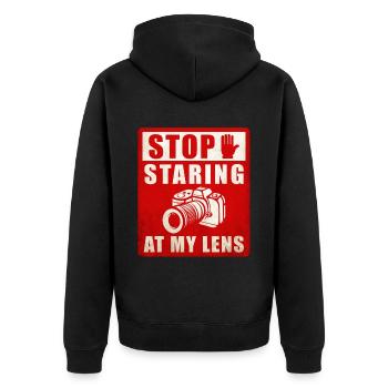 Photography Camera Lens Stof - Unisex Premium Bio Zip Hoodie - Schwarz - Hinten - Nico (187cm)