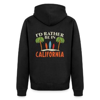 Je préférerais être en Californie Amérique Californienne - Veste à capuche bio Premium Unisexe - noir - Dos - Nico (187cm)