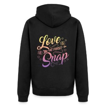 Photography Camera Lens Watercolor - Unisex Premium Bio Zip Hoodie - Schwarz - Hinten - Nico (187cm)