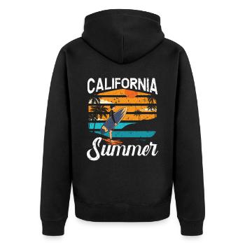 Kalifornien Sommer Amerika Amerikanisch Kalifornische USA - Unisex Premium Bio Zip Hoodie - Schwarz - Hinten - Nico (187cm)