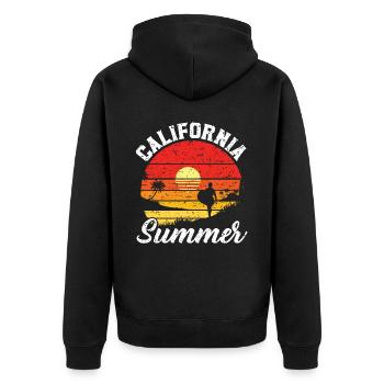 Kalifornien Sommer Amerika Amerikanisch Kalifornische USA - Unisex Premium Bio Zip Hoodie - Schwarz - Hinten - Nico (187cm)