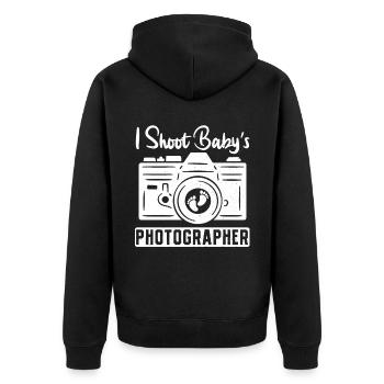 Photography Camera Lens I Shoot - Unisex Premium Bio Zip Hoodie - Schwarz - Hinten - Nico (187cm)
