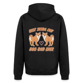 Shiba Inu Dad Dog Fun Saying Shiba Inu Gift - Unisex Premium Organic Zip Hoodie - black - Back - Nico (187cm)