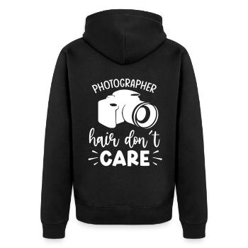Photography Camera Lens - Unisex Premium Bio Zip Hoodie - Schwarz - Hinten - Nico (187cm)