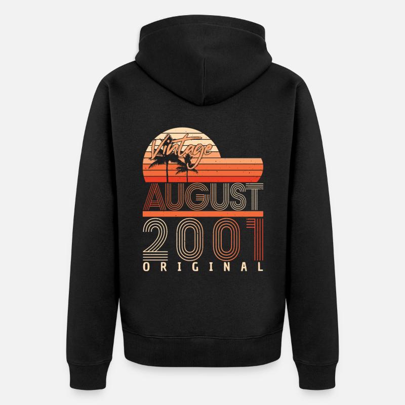 Geburtsmonat August 2001 - Unisex Premium Bio Zip Hoodie - Schwarz
