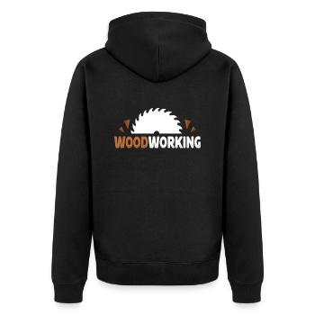 Holzbearbeitung Holzhauer Holzarbeiter Holzarbeit - Unisex Premium Bio Zip Hoodie - Schwarz - Hinten - Nico (187cm)