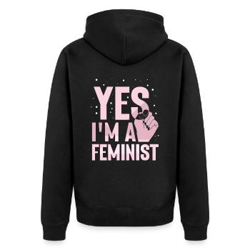 Yes I am a feminist feminist feminism - Unisex Premium Organic Zip Hoodie - black - Back - Nico (187cm)