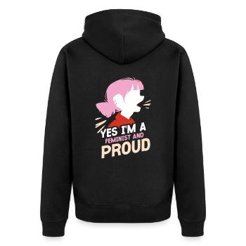 Oui, je suis féministe et fière des femmes - Veste à capuche bio Premium Unisexe - noir - Dos - Nico (187cm)