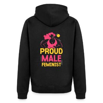 Fier féminisme féministe féminin masculin - Veste à capuche bio Premium Unisexe - noir - Dos - Nico (187cm)