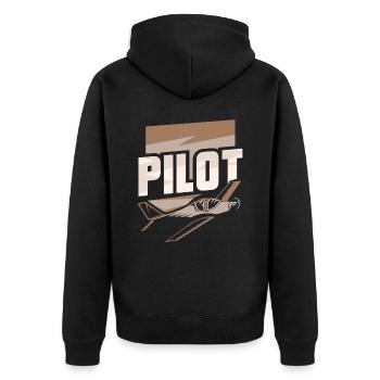 Pilot Small Aircraft Private Aircraft Light Aircraft - Unisex Premium Organic Zip Hoodie - black - Back - Nico (187cm)