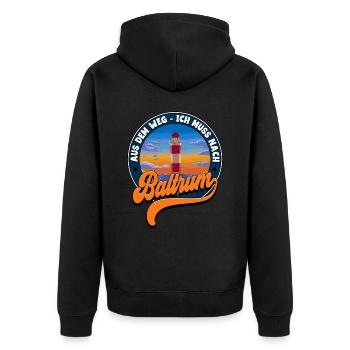 Baltrum - Unisex Premium Bio Zip Hoodie - Schwarz - Hinten - Nico (187cm)
