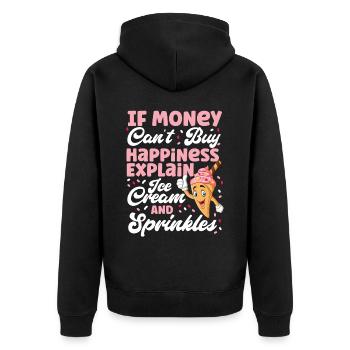 Ice Cream Cone If Money Can't Buy - Unisex Premium Bio Zip Hoodie - Schwarz - Hinten - Nico (187cm)