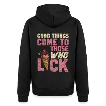 Ice Cream Cone Vintage Good Things - Unisex Premium Bio Zip Hoodie - Schwarz - Hinten - Nico (187cm)