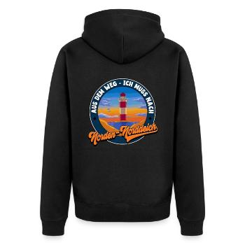 Norden-Norddeich - Unisex Premium Bio Zip Hoodie - Schwarz - Hinten - Nico (187cm)