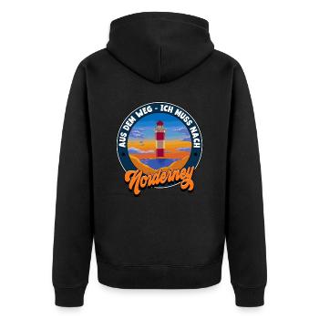 Norderney - Unisex Premium Bio Zip Hoodie - Schwarz - Hinten - Nico (187cm)