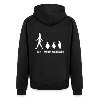 Ich Meine Follower Pinguin Tierpfleger Zoo Vogel - Unisex Premium Bio Zip Hoodie - Schwarz - Hinten - Nico (187cm)
